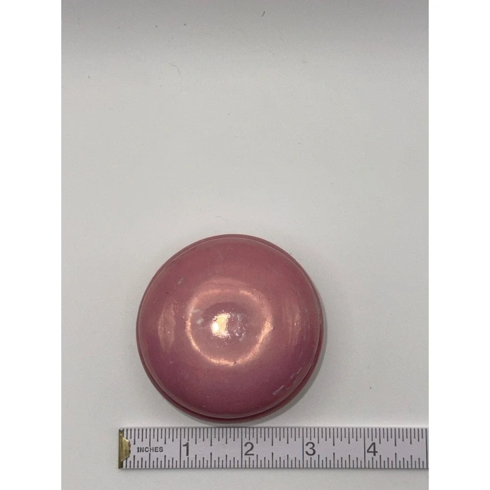 Vintage Czechoslovakia‎ Pink Iridescent Luster Ceramic Trinket Box Round Lidded